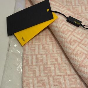 Fendi Soft Pink and White Knit Scarf